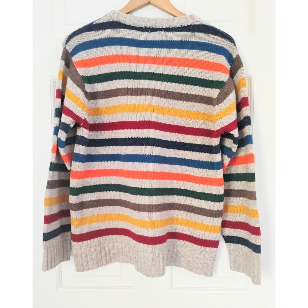 VTG Gap Kids Sweater XXL Adult S/M Multicolor Striped Lambswool Crewneck Knit - Picture 2 of 7